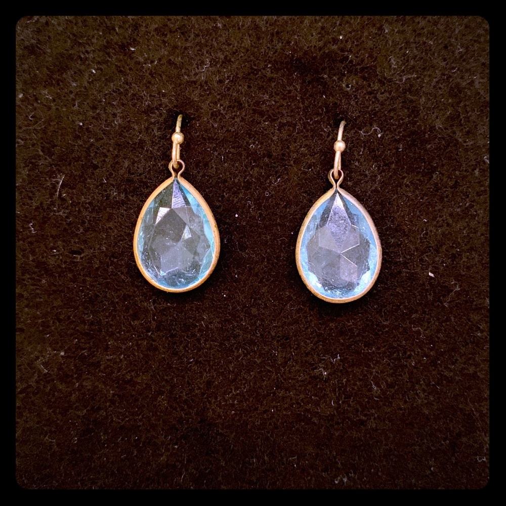 Blue Topaz and Gold Teardrop Earrings